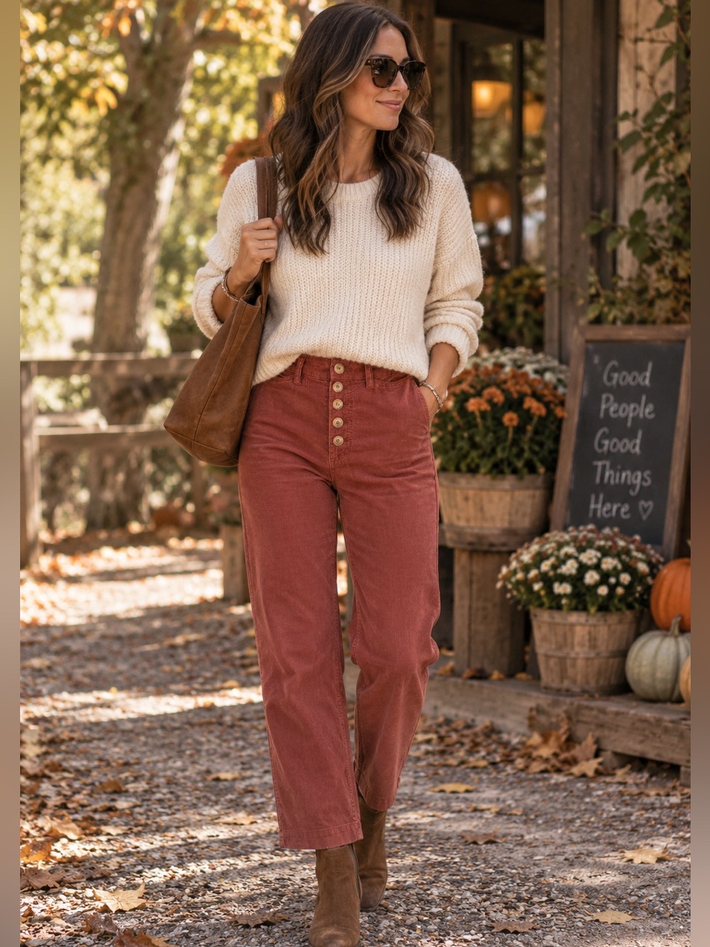 Marine Layer Bridget Exposed Button Crop Wide Leg Corduroy Pants In Rust Size 4